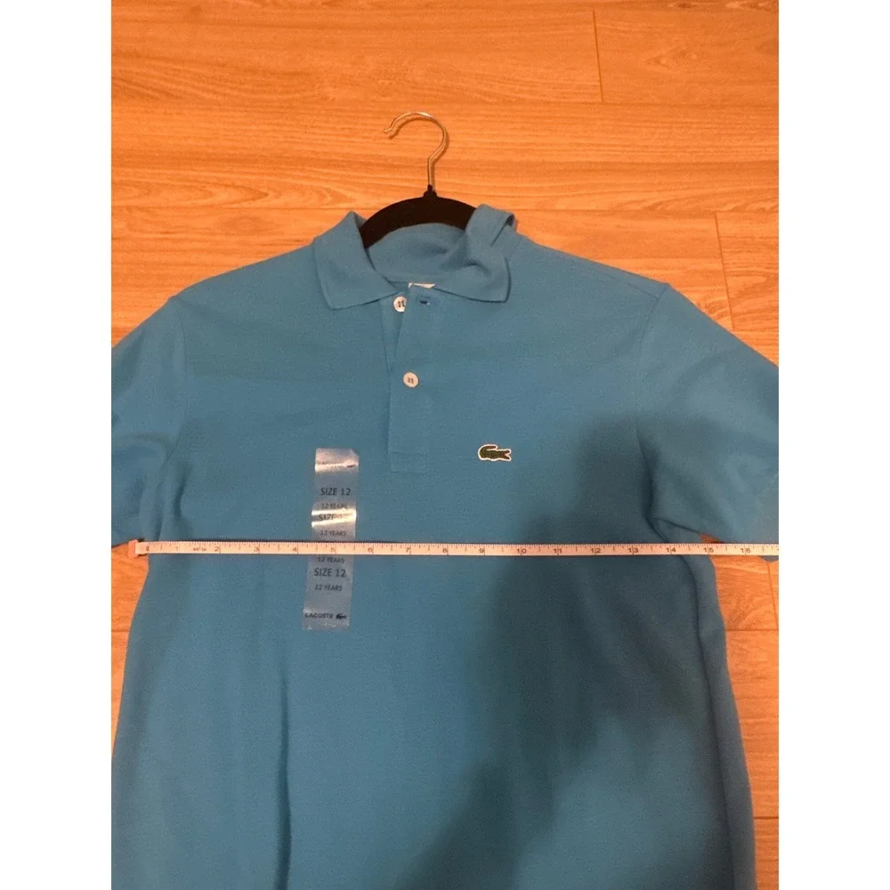 Lacoste‎ Boys Blue Short Sleeve Pique Polo Shirt Size 12 New